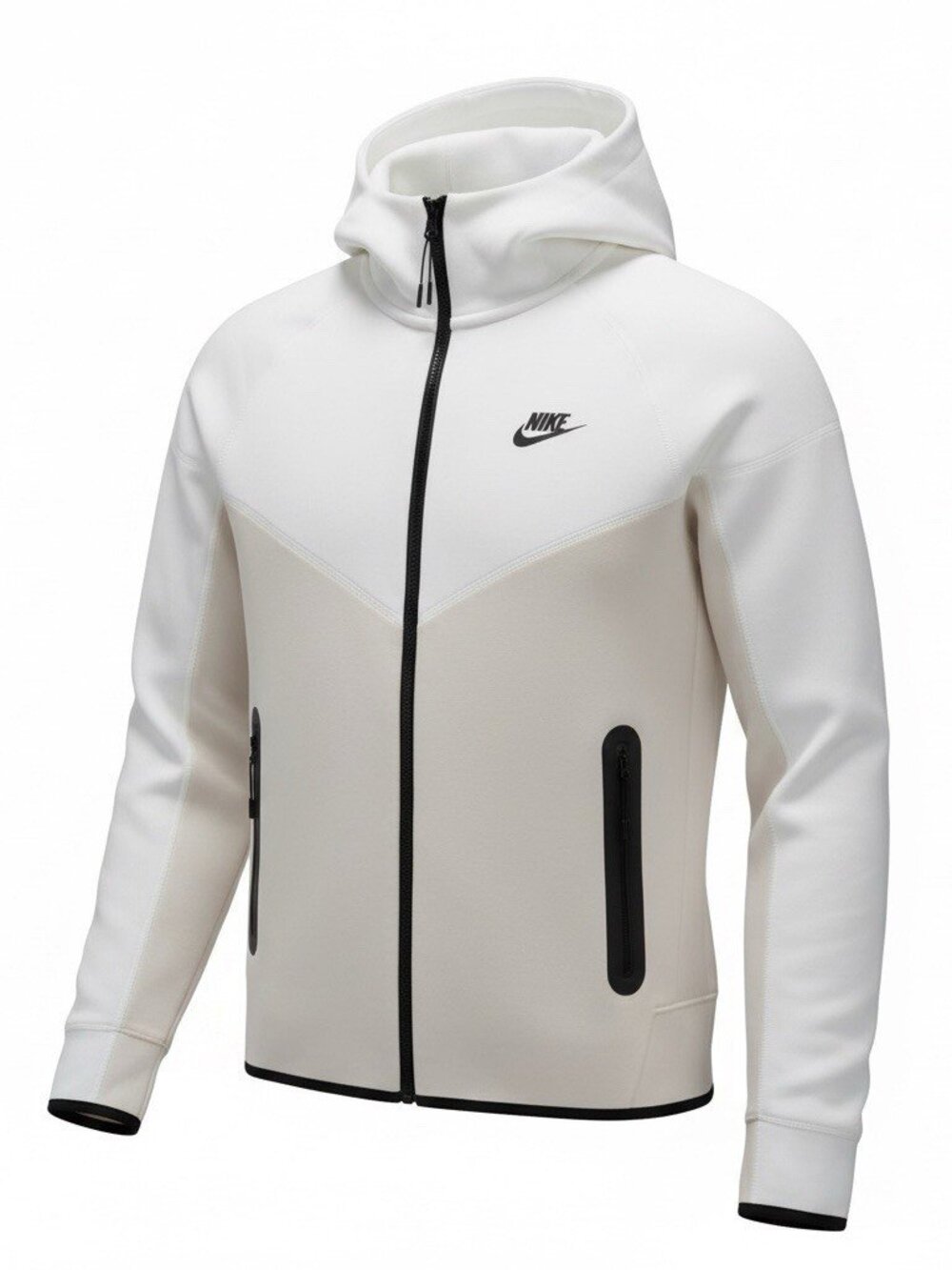 Nike Sportswear Tech Fleece Wind Runner Men's Size Small Tan/White Zip Up Hoodie